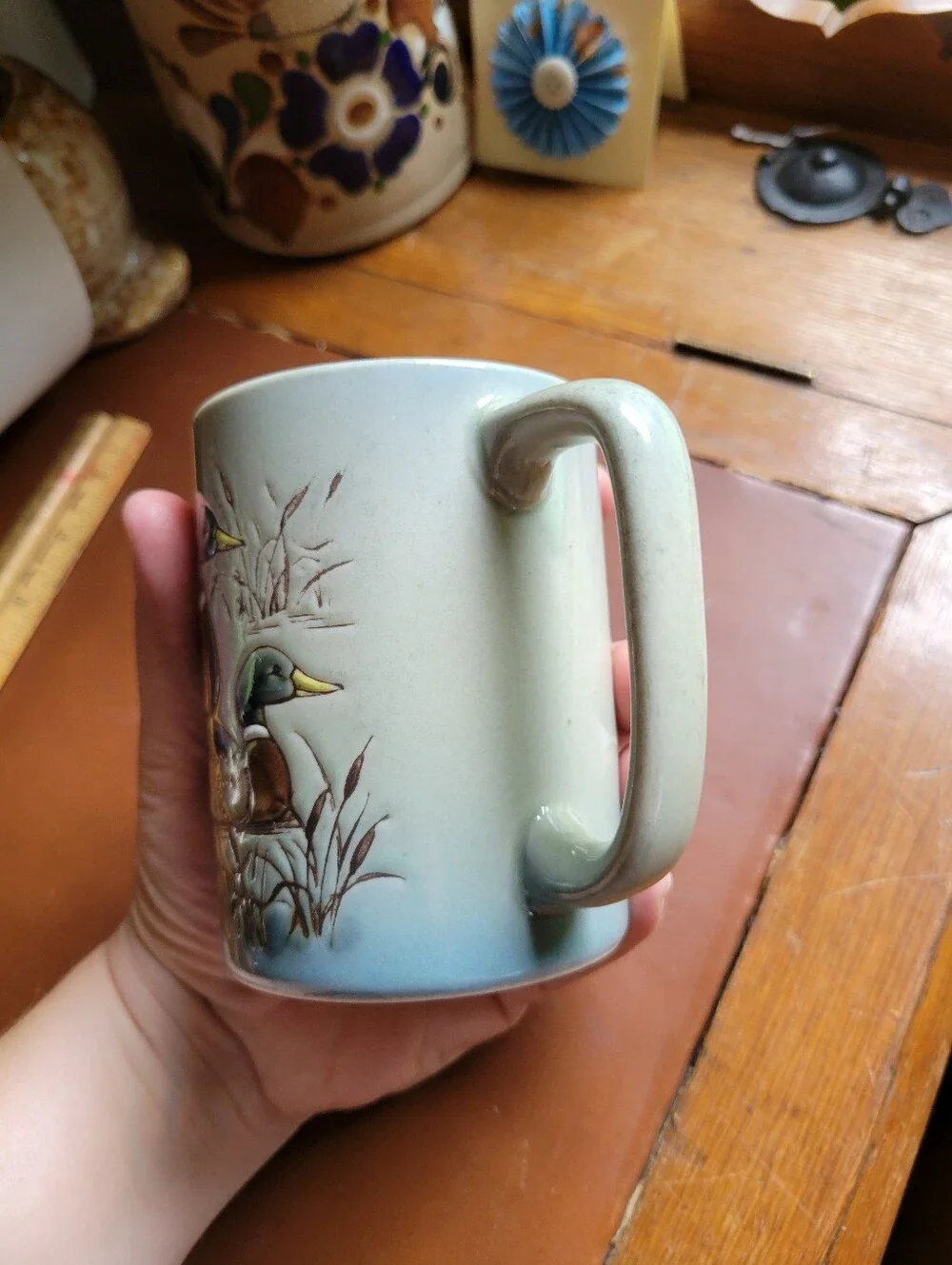 vintage Otagiri stoneware mug mallard duck pair, 4